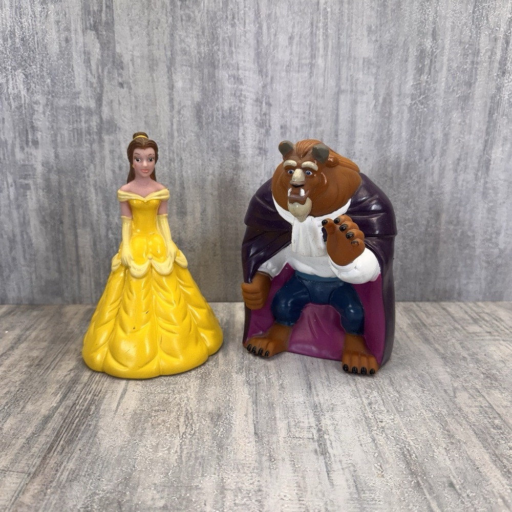 Vintage 1992 Beauty and the Beast Pizza Hut hand puppets Kid's Meal Toys USED